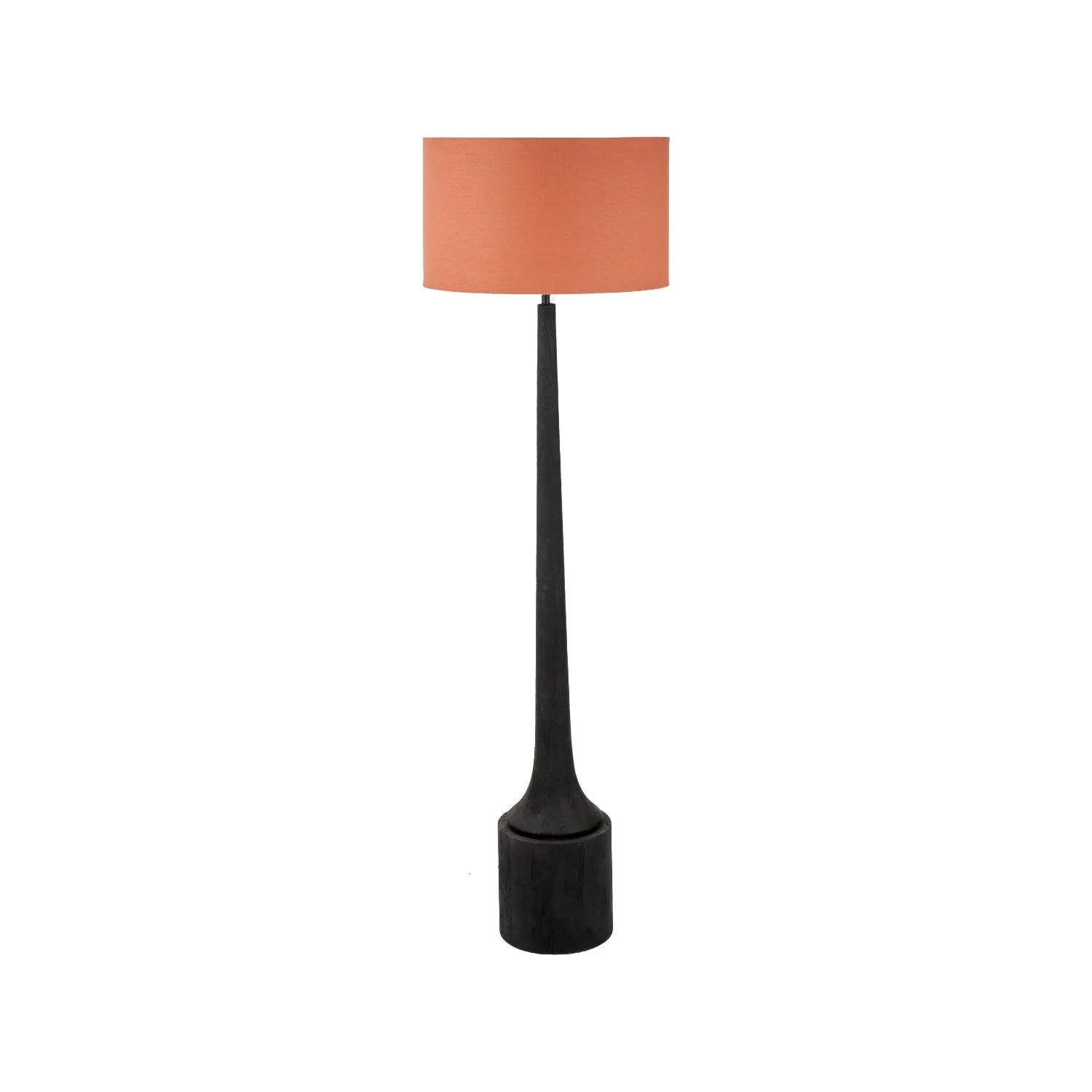 Tall Rustic Black Mango Wood Floor Lamp Base with Sculptural Long Tapered Neck – Hand-Carved Statement Wooden Light 134x22x22cm - Click Style