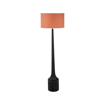 Tall Rustic Black Mango Wood Floor Lamp Base with Sculptural Long Tapered Neck – Hand-Carved Statement Wooden Light 134x22x22cm - Click Style