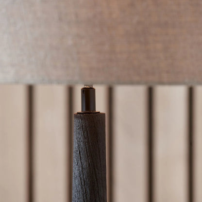 Tall Rustic Black Mango Wood Floor Lamp Base with Sculptural Long Tapered Neck – Hand-Carved Statement Wooden Light 134x22x22cm - Click Style