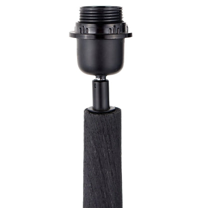 Tall Rustic Black Mango Wood Floor Lamp with Black Chevron Tapered Pleated Shade – Hand-Carved Sculptural Wooden Light 156x45x45cm - Click Style