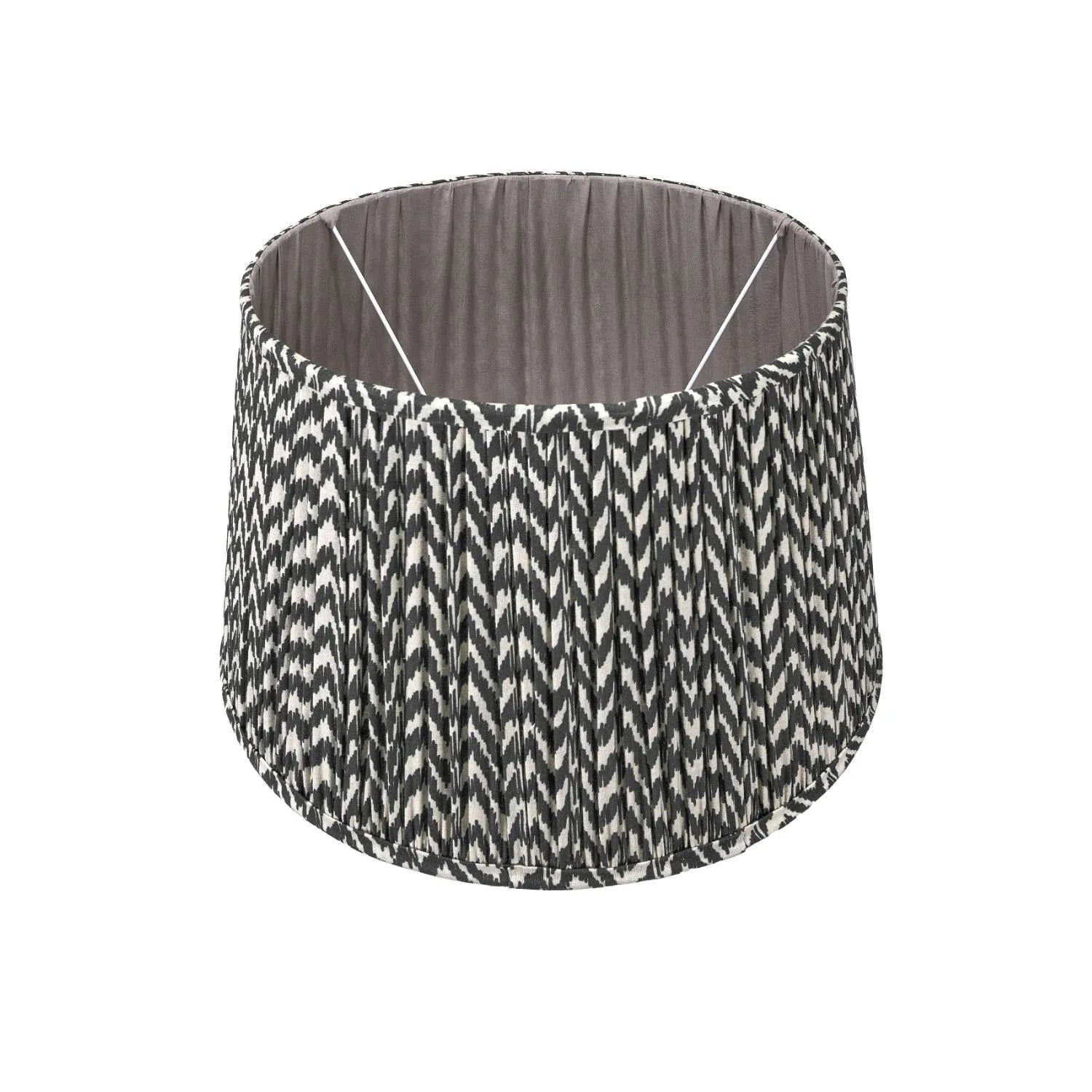 Tall Rustic Black Mango Wood Floor Lamp with Black Chevron Tapered Pleated Shade – Hand-Carved Sculptural Wooden Light 156x45x45cm - Click Style