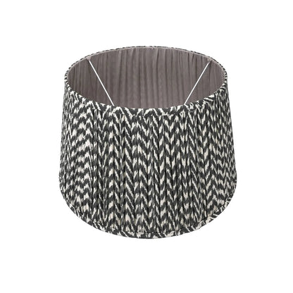 Tall Rustic Black Mango Wood Floor Lamp with Black Chevron Tapered Pleated Shade – Hand-Carved Sculptural Wooden Light 156x45x45cm - Click Style