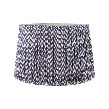 Tall Rustic Black Mango Wood Floor Lamp with Blue Chevron Tapered Pleated Shade – Hand-Carved Sculptural Wooden Light 156x45x45cm - Click Style