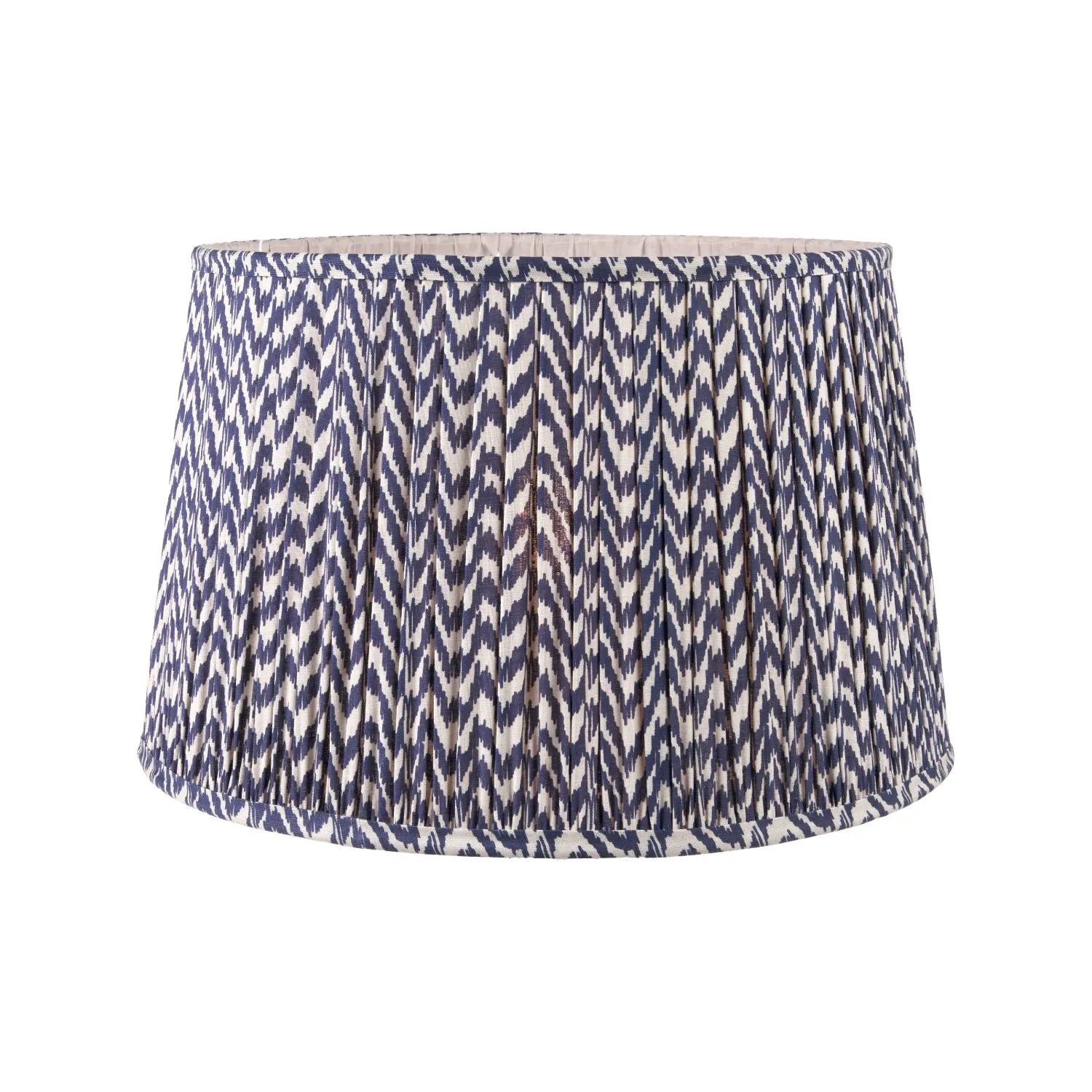 Tall Rustic Black Mango Wood Floor Lamp with Blue Chevron Tapered Pleated Shade – Hand-Carved Sculptural Wooden Light 156x45x45cm - Click Style