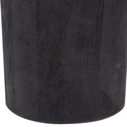 Tall Rustic Black Mango Wood Floor Lamp with Red Chevron Tapered Pleated Shade – Hand-Carved Sculptural Wooden Light 156x45x45cm - Click Style