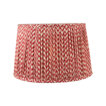 Tall Rustic Black Mango Wood Floor Lamp with Red Chevron Tapered Pleated Shade – Hand-Carved Sculptural Wooden Light 156x45x45cm - Click Style