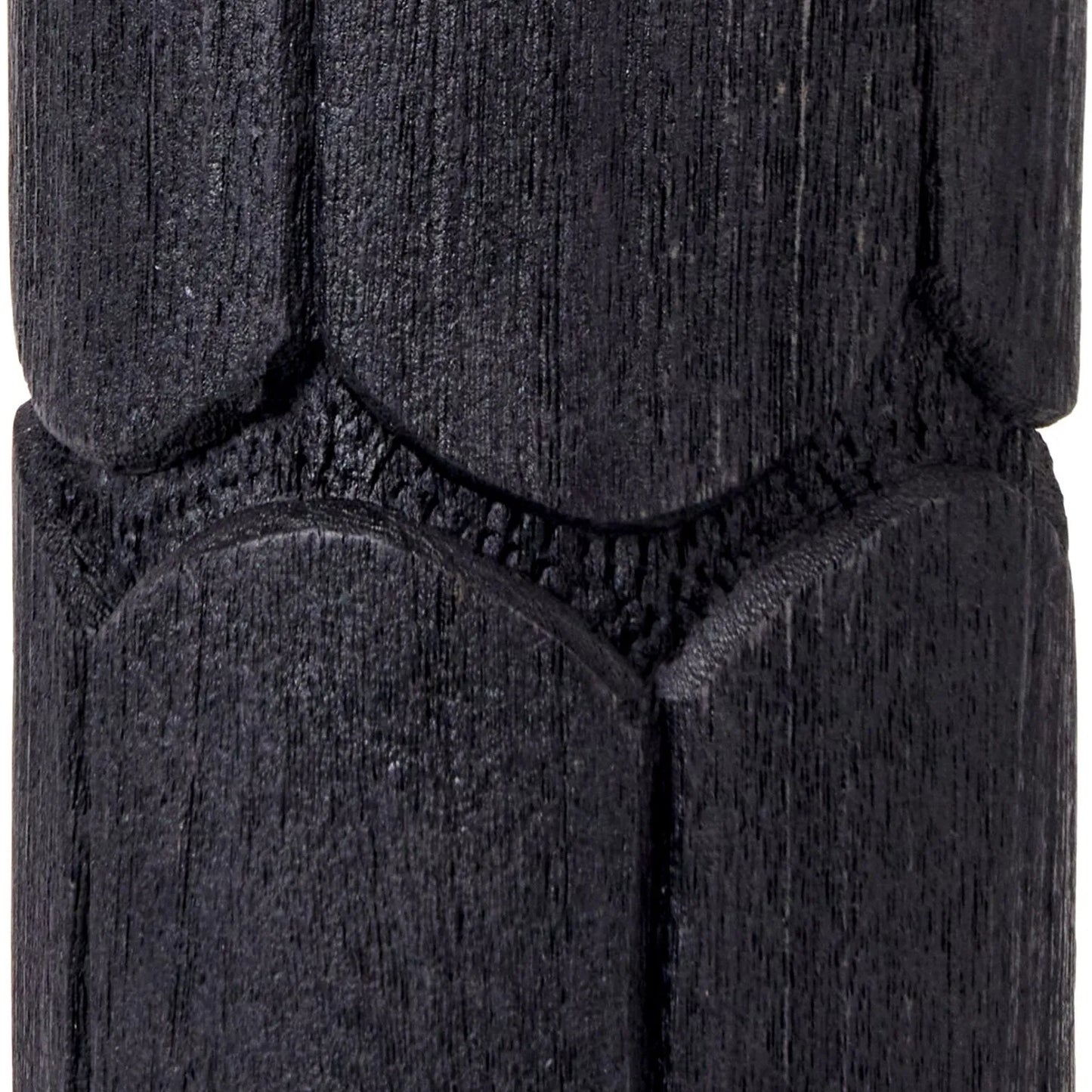 Tall Rustic Black Mango Wood Table Lamp Base with Hand-Carved Embossed Scallop Design – Cylindrical Wooden Light 50x11x11cm - Click Style