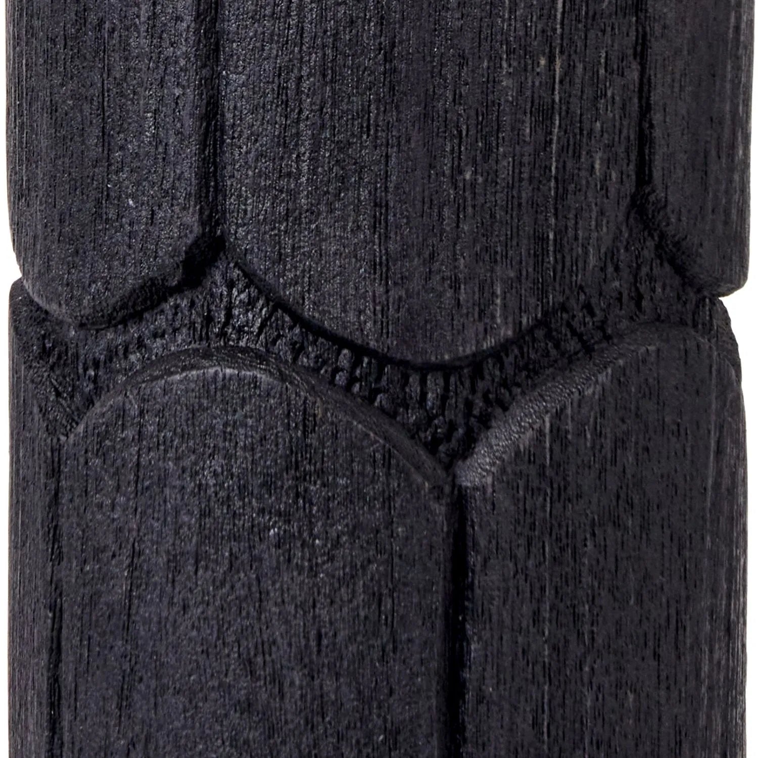 Tall Rustic Black Mango Wood Table Lamp Base with Hand-Carved Embossed Scallop Design – Cylindrical Wooden Light 50x11x11cm - Click Style