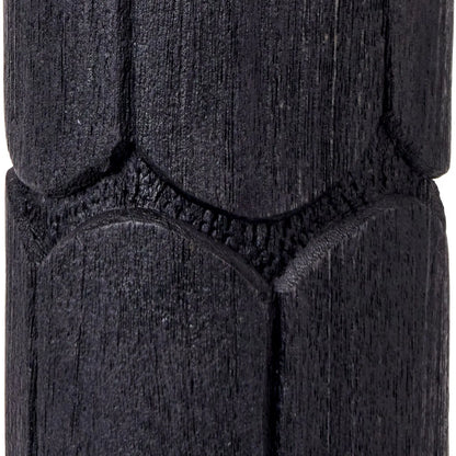 Tall Rustic Black Mango Wood Table Lamp Base with Hand-Carved Embossed Scallop Design – Cylindrical Wooden Light 50x11x11cm - Click Style