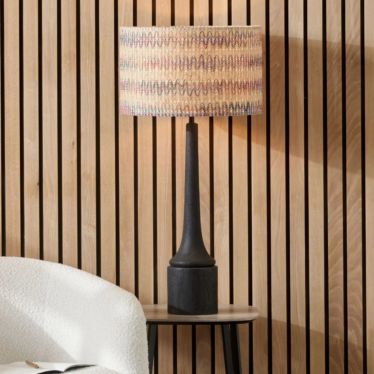 Tall Rustic Black Mango Wood Table Lamp Base with Sculptural Long Tapered Neck – Hand-Carved Wooden Light 64x14x14cm - Click Style