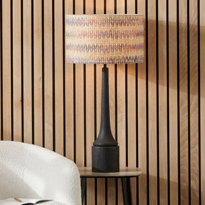 Tall Rustic Black Mango Wood Table Lamp Base with Sculptural Long Tapered Neck – Hand-Carved Wooden Light 64x14x14cm - Click Style