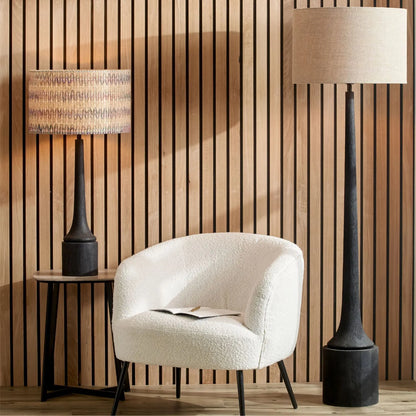 Tall Rustic Black Mango Wood Table Lamp Base with Sculptural Long Tapered Neck – Hand-Carved Wooden Light 64x14x14cm - Click Style