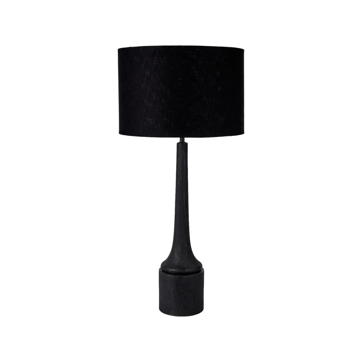 Tall Rustic Black Mango Wood Table Lamp Base with Sculptural Long Tapered Neck – Hand-Carved Wooden Light 64x14x14cm - Click Style