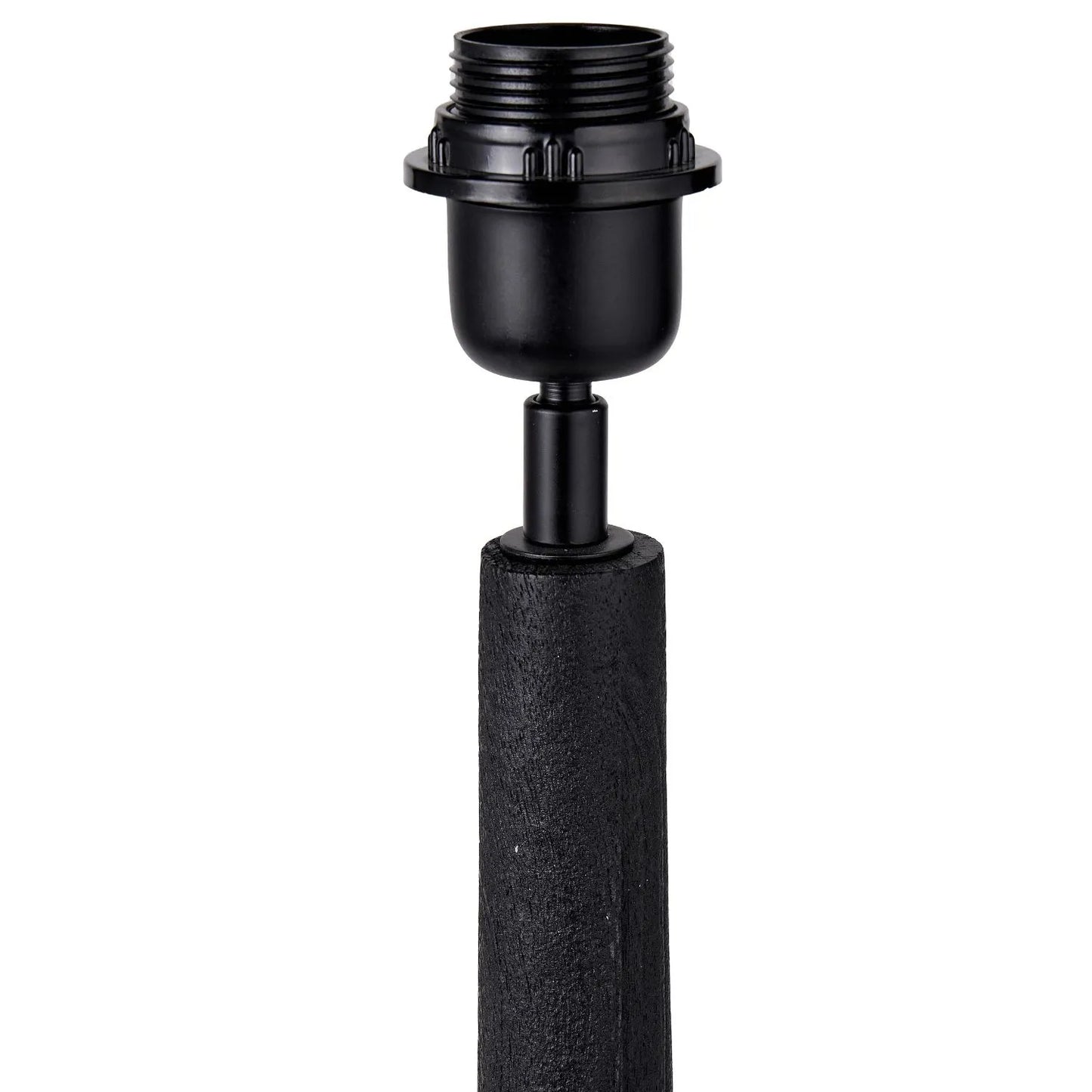 Tall Rustic Black Mango Wood Table Lamp Base with Sculptural Long Tapered Neck – Hand-Carved Wooden Light 64x14x14cm - Click Style