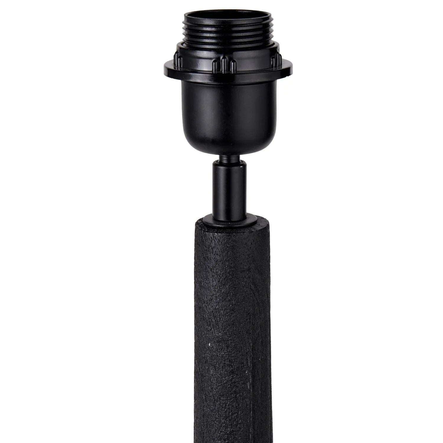 Tall Rustic Black Mango Wood Table Lamp Base with Sculptural Long Tapered Neck – Hand-Carved Wooden Light 64x14x14cm - Click Style