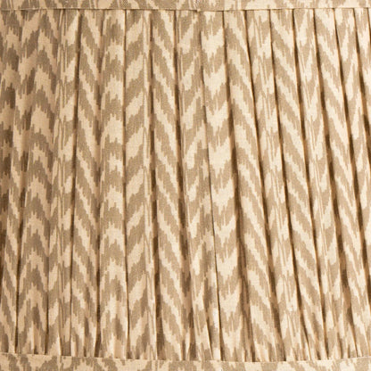 Tall Rustic Black Mango Wood Table Lamp with Beige Taupe Chevron Tapered Pleated Shade – Hand-Carved Long Neck Wooden Light 81x40x40cm - Click Style