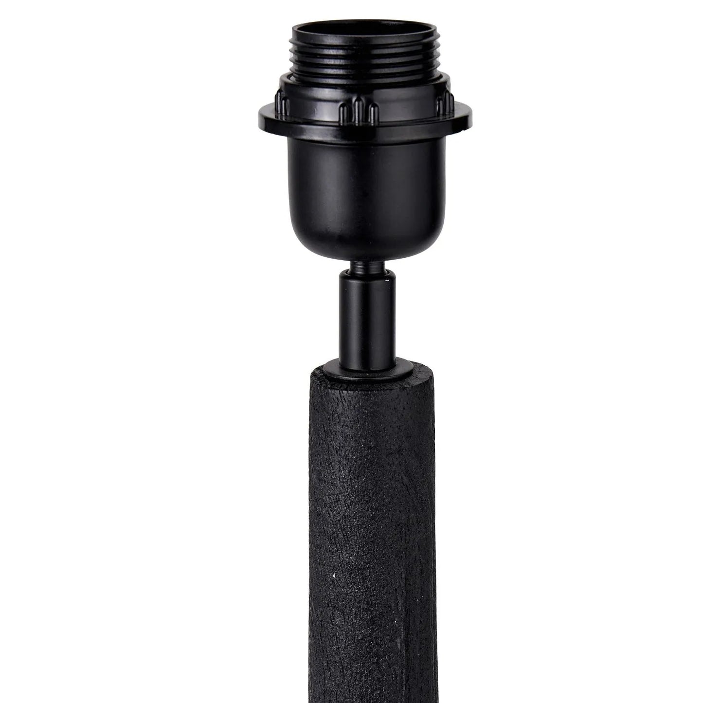 Tall Rustic Black Mango Wood Table Lamp with Beige Taupe Chevron Tapered Pleated Shade – Hand-Carved Long Neck Wooden Light 81x40x40cm - Click Style