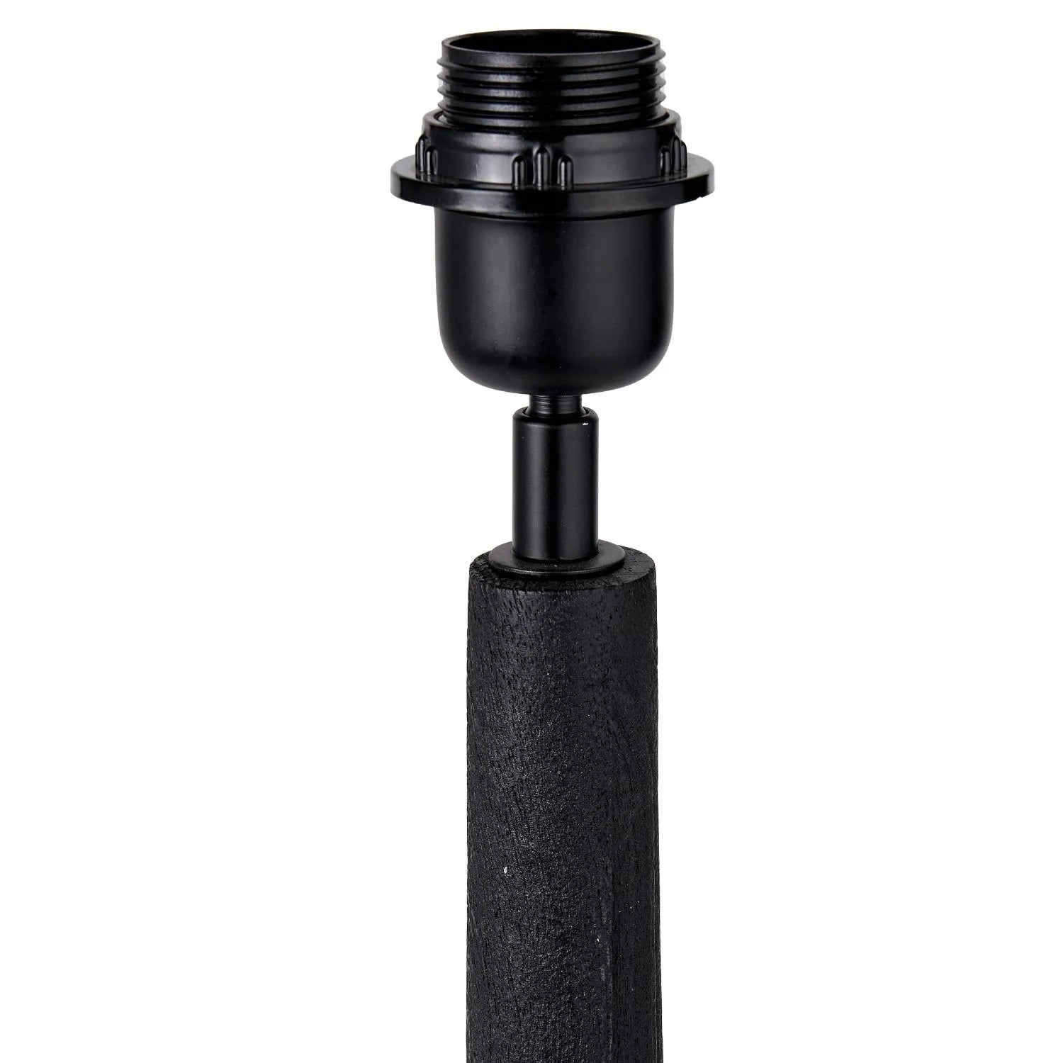 Tall Rustic Black Mango Wood Table Lamp with Beige Taupe Chevron Tapered Pleated Shade – Hand-Carved Long Neck Wooden Light 81x40x40cm - Click Style