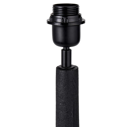 Tall Rustic Black Mango Wood Table Lamp with Beige Taupe Chevron Tapered Pleated Shade – Hand-Carved Long Neck Wooden Light 81x40x40cm - Click Style