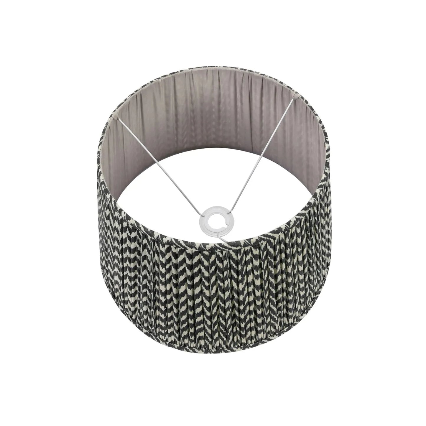 Tall Rustic Black Mango Wood Table Lamp with Black Chevron Tapered Pleated Shade – Hand-Carved Long Neck Wooden Light 81x40x40cm - Click Style