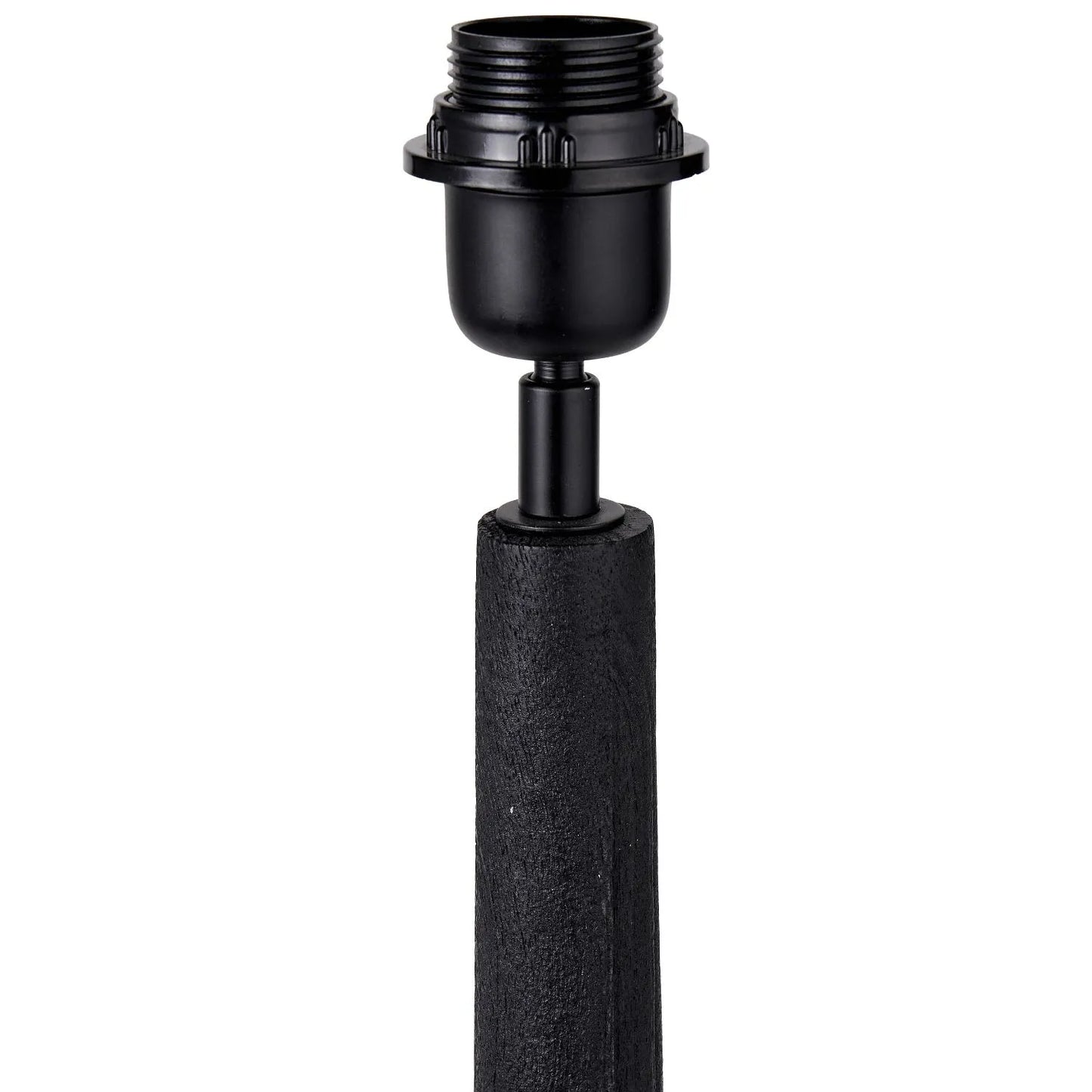 Tall Rustic Black Mango Wood Table Lamp with Black Chevron Tapered Pleated Shade – Hand-Carved Long Neck Wooden Light 81x40x40cm - Click Style