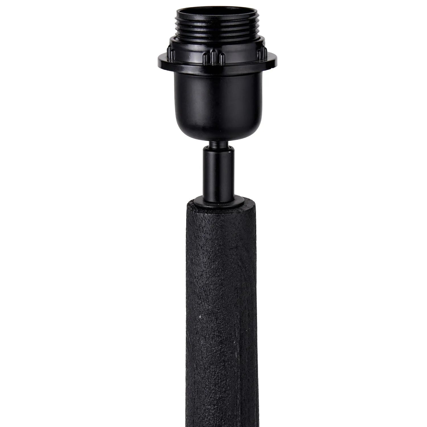 Tall Rustic Black Mango Wood Table Lamp with Black Chevron Tapered Pleated Shade – Hand-Carved Long Neck Wooden Light 81x40x40cm - Click Style