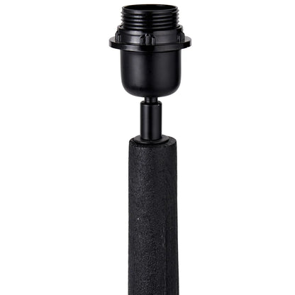 Tall Rustic Black Mango Wood Table Lamp with Black Chevron Tapered Pleated Shade – Hand-Carved Long Neck Wooden Light 81x40x40cm - Click Style