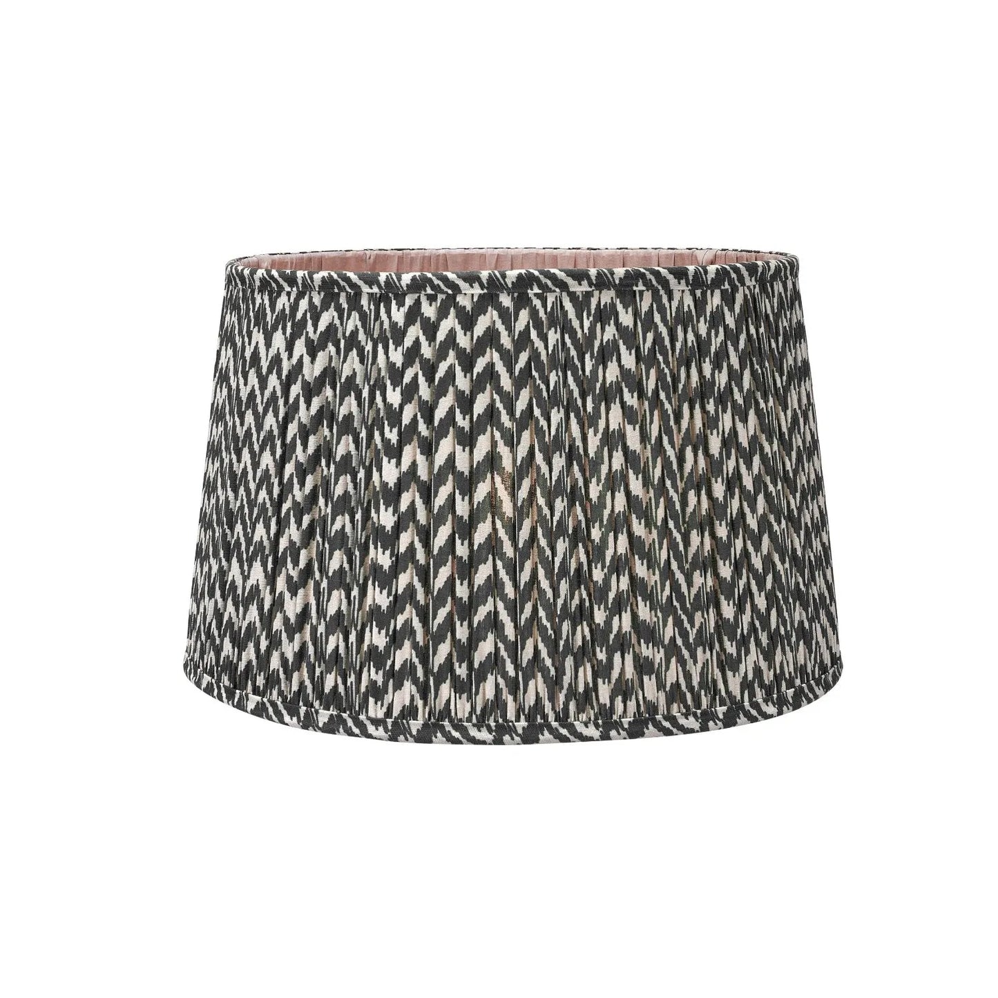 Tall Rustic Black Mango Wood Table Lamp with Black Chevron Tapered Pleated Shade – Hand-Carved Long Neck Wooden Light 81x40x40cm - Click Style