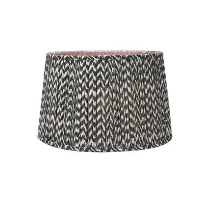 Tall Rustic Black Mango Wood Table Lamp with Black Chevron Tapered Pleated Shade – Hand-Carved Long Neck Wooden Light 81x40x40cm - Click Style