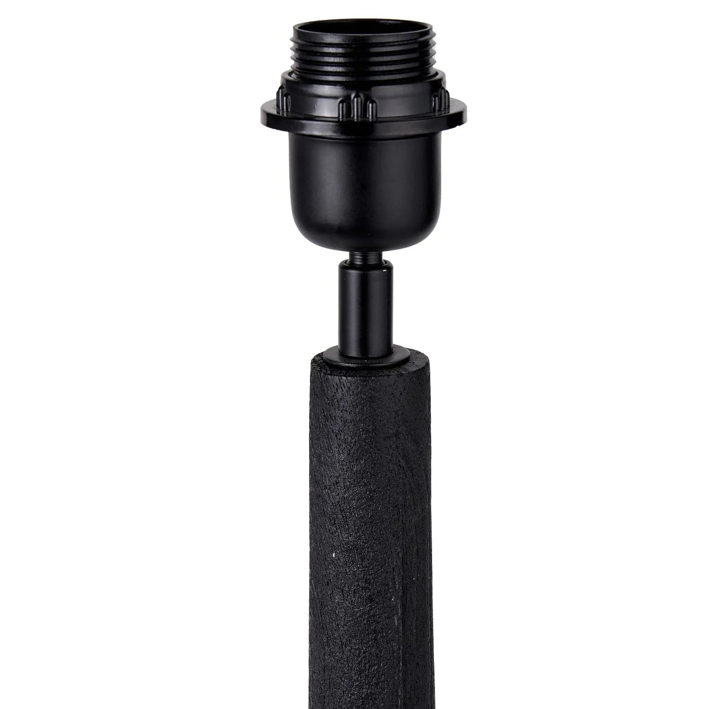 Tall Rustic Black Mango Wood Table Lamp with Blue Chevron Tapered Pleated Shade – Hand-Carved Long Neck Wooden Light 81x40x40cm - Click Style