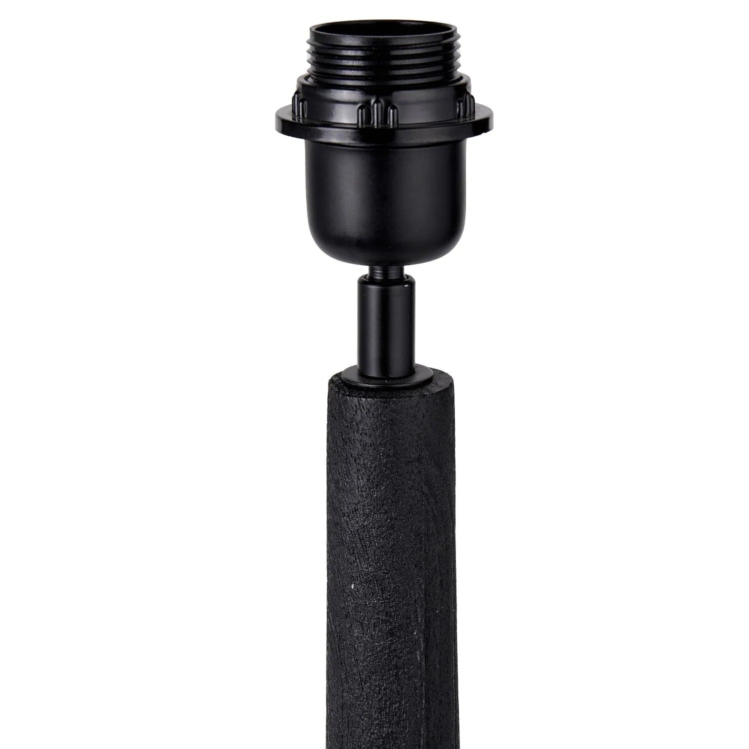 Tall Rustic Black Mango Wood Table Lamp with Blue Chevron Tapered Pleated Shade – Hand-Carved Long Neck Wooden Light 81x40x40cm - Click Style