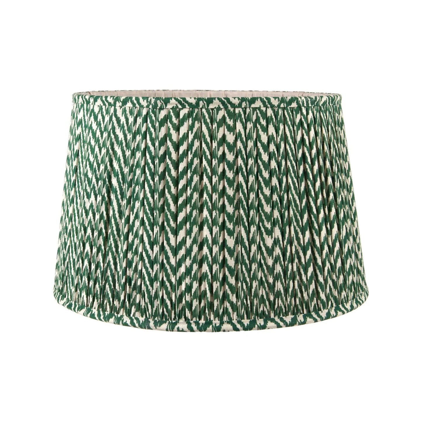 Tall Rustic Black Mango Wood Table Lamp with Green Chevron Tapered Pleated Shade – Hand-Carved Long Neck Wooden Light 81x40x40cm - Click Style