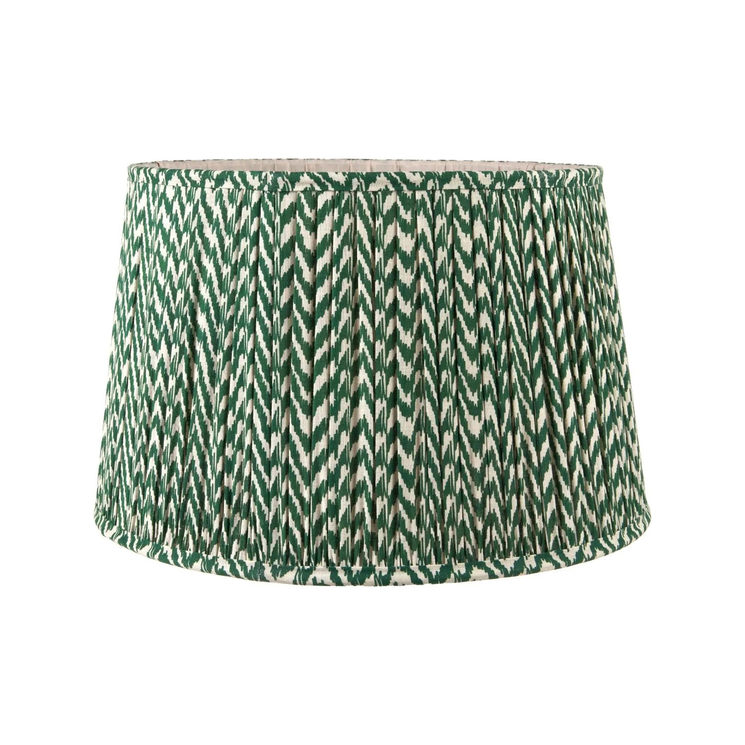 Tall Rustic Black Mango Wood Table Lamp with Green Chevron Tapered Pleated Shade – Hand-Carved Long Neck Wooden Light 81x40x40cm - Click Style