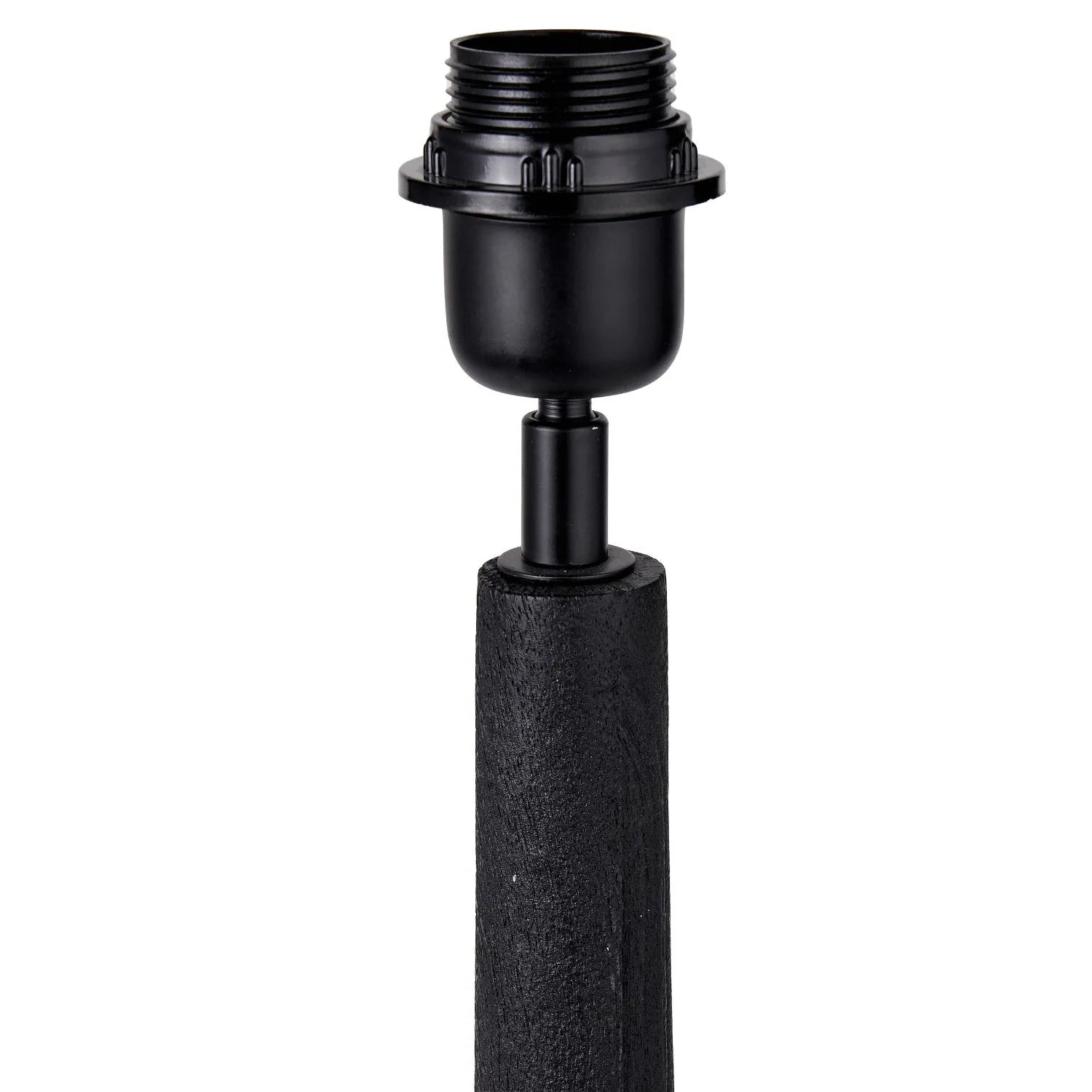 Tall Rustic Black Mango Wood Table Lamp with Red Chevron Tapered Pleated Shade – Hand-Carved Long Neck Wooden Light 81x40x40cm - Click Style