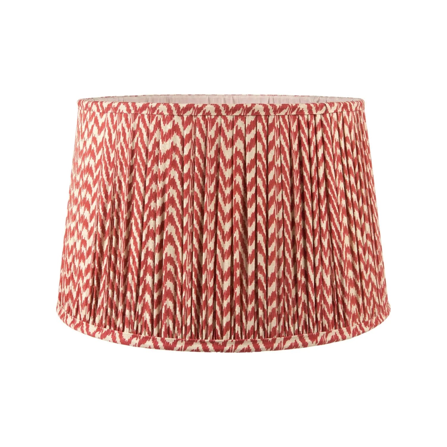 Tall Rustic Black Mango Wood Table Lamp with Red Chevron Tapered Pleated Shade – Hand-Carved Long Neck Wooden Light 81x40x40cm - Click Style