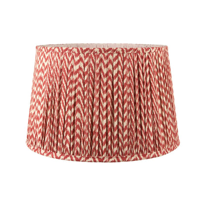 Tall Rustic Black Mango Wood Table Lamp with Red Chevron Tapered Pleated Shade – Hand-Carved Long Neck Wooden Light 81x40x40cm - Click Style