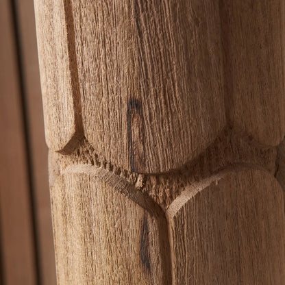 Tall Rustic Natural Mango Wood Table Lamp Base with Hand-Carved Embossed Scallop Design – Cylindrical Wooden Light 50x11x11cm - Click Style