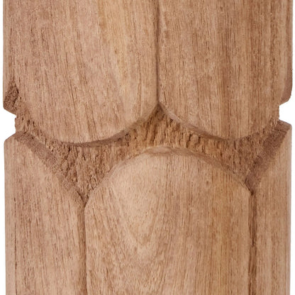 Tall Rustic Natural Mango Wood Table Lamp Base with Hand-Carved Embossed Scallop Design – Cylindrical Wooden Light 50x11x11cm - Click Style