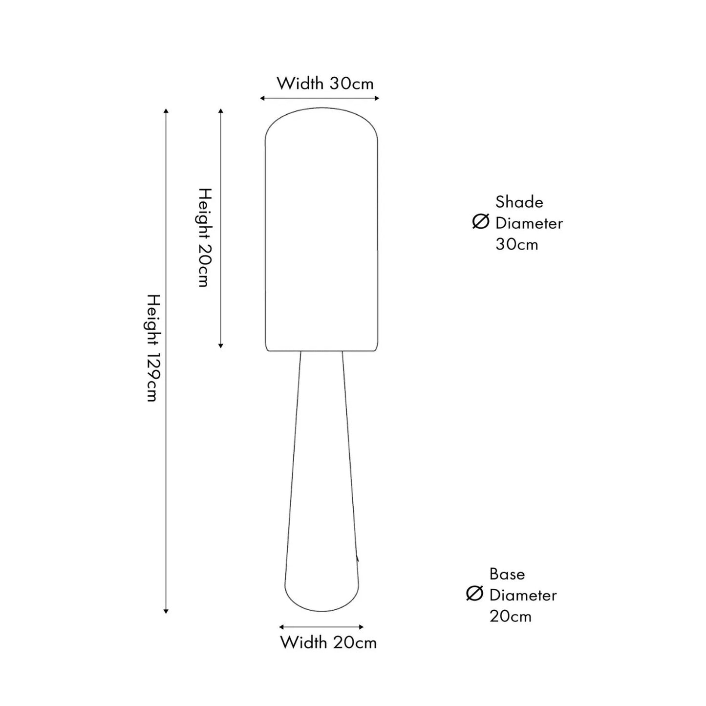 Tall White Slubby Handloom Fabric Floor Lamp with Tapered Column Base & Textured High Drum Shade Dimensions 129x30x30cm | Click Style