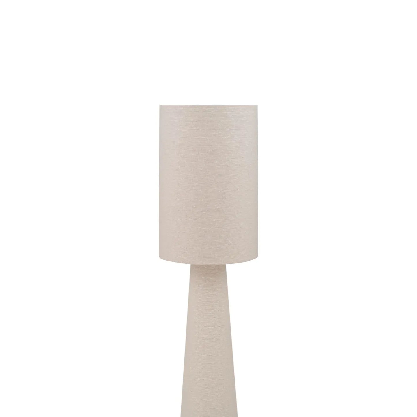 Tall White Slubby Handloom Fabric Floor Lamp with Tapered Column Base & Textured High Drum Shade 129x30x30cm | Click Style