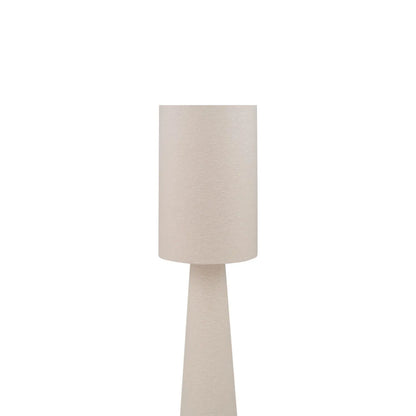Tall White Slubby Handloom Fabric Floor Lamp with Tapered Column Base & Textured High Drum Shade 129x30x30cm | Click Style