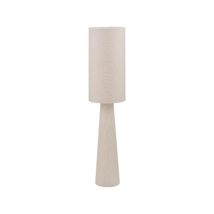 Tall White Slubby Handloom Fabric Floor Lamp with Tapered Column Base & Textured High Drum Shade 129x30x30cm | Click Style