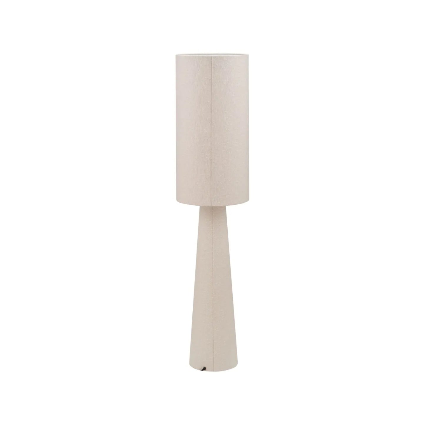 Tall White Slubby Handloom Fabric Floor Lamp with Tapered Column Base & Textured High Drum Shade 129x30x30cm | Click Style