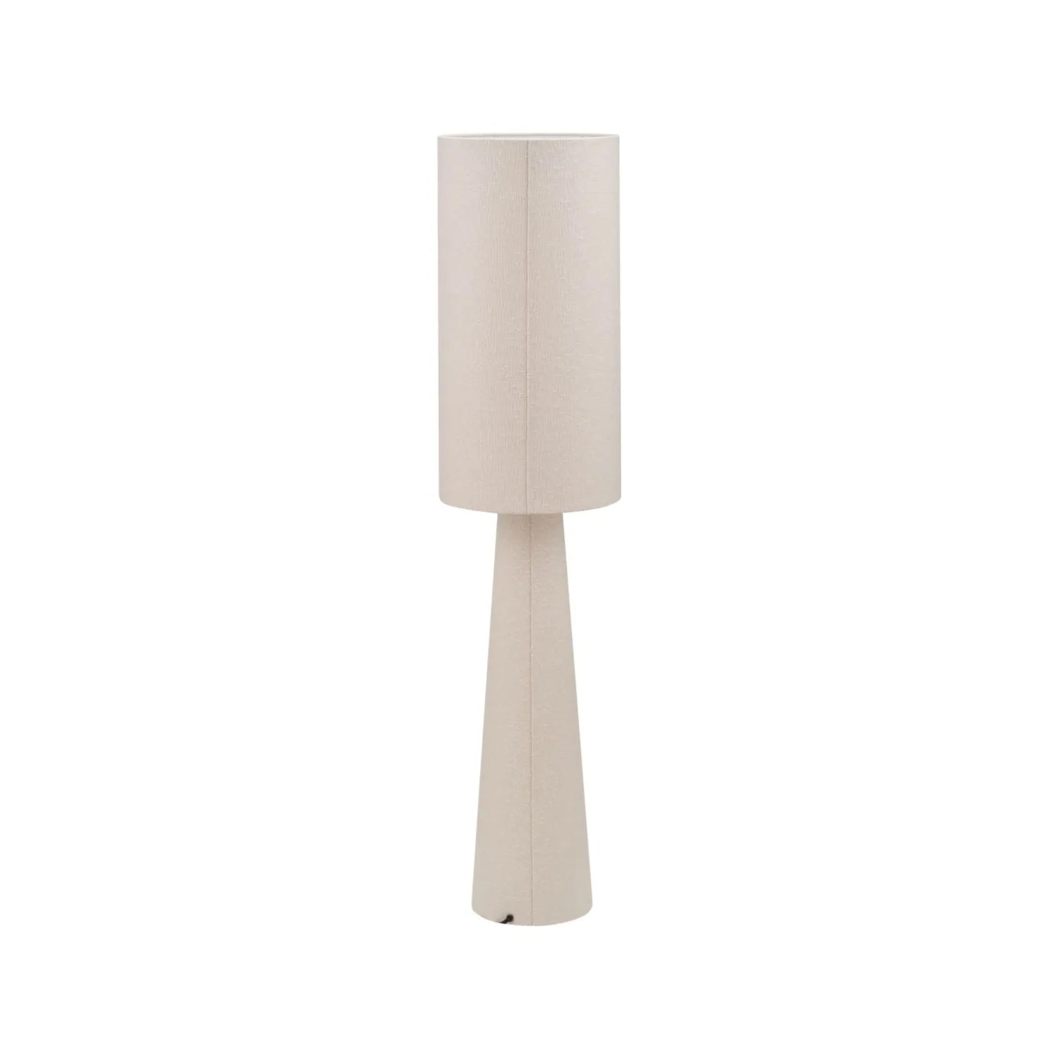 Tall White Slubby Handloom Fabric Floor Lamp with Tapered Column Base & Textured High Drum Shade 129x30x30cm | Click Style