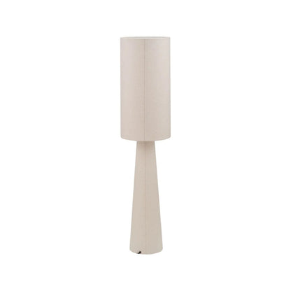 Tall White Slubby Handloom Fabric Floor Lamp with Tapered Column Base & Textured High Drum Shade 129x30x30cm | Click Style
