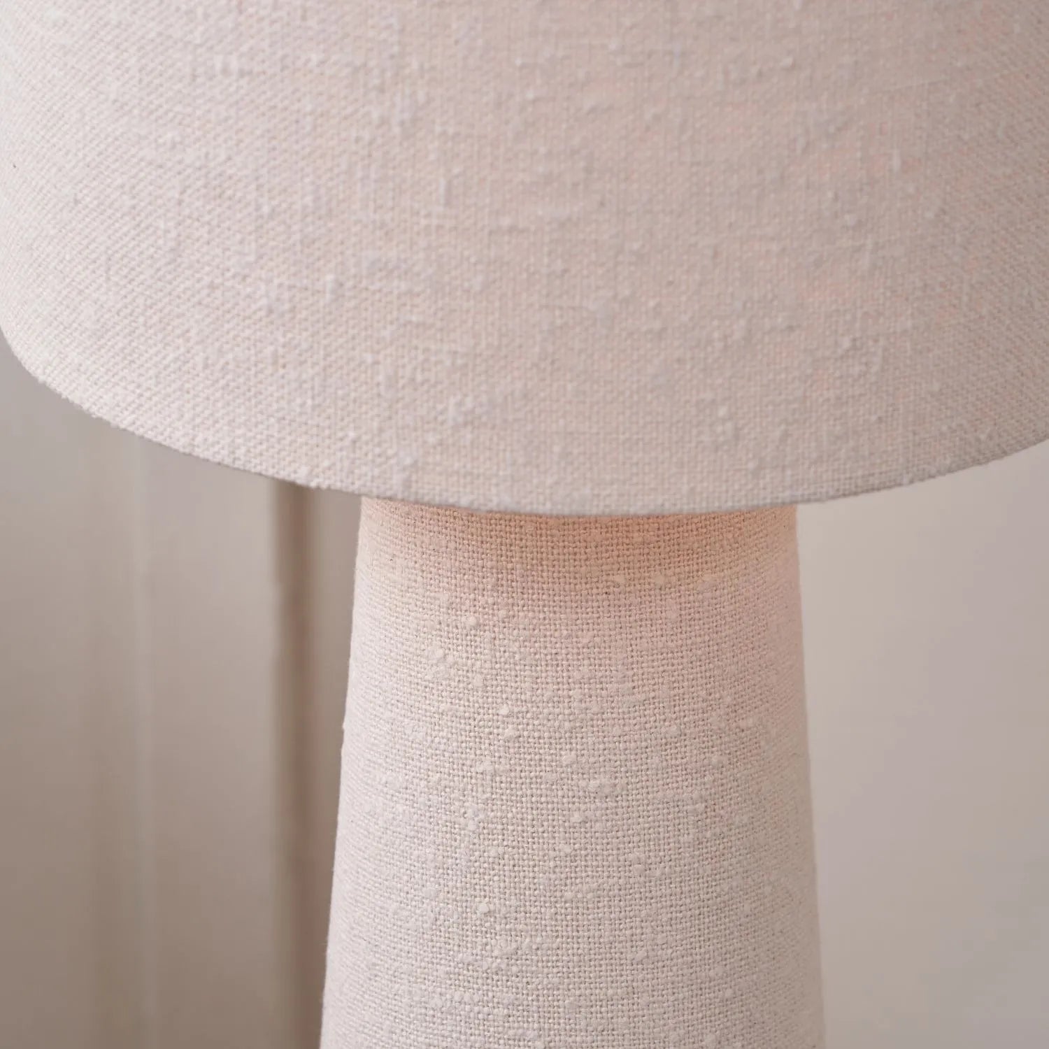 Tall White Slubby Handloom Fabric Floor Lamp with Tapered Column Base & Textured High Drum Shade 129x30x30cm | Click Style