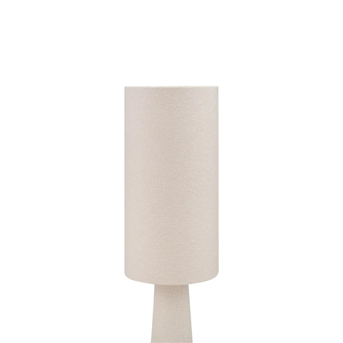 Tall White Slubby Handloom Fabric Floor Lamp with Tapered Column Base & Textured High Drum Shade 129x30x30cm | Click Style