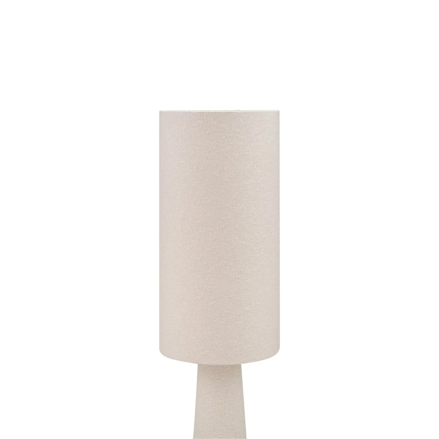 Tall White Slubby Handloom Fabric Floor Lamp with Tapered Column Base & Textured High Drum Shade 129x30x30cm | Click Style