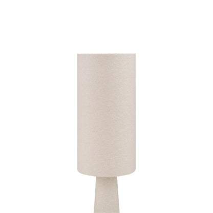 Tall White Slubby Handloom Fabric Floor Lamp with Tapered Column Base & Textured High Drum Shade 129x30x30cm | Click Style