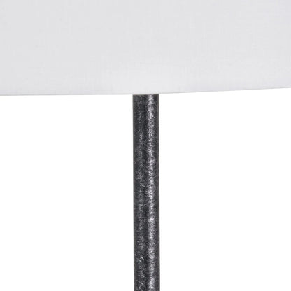 Textured Graphite Grey Metal Ball Floor Lamp with White Linen Drum Shade – Sculptural Stacked Dome & Sphere Design 160x40x40cm | Click Style